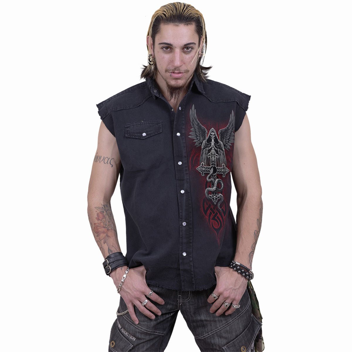 THE DEAD - Sleeveless Stone Washed Worker Black