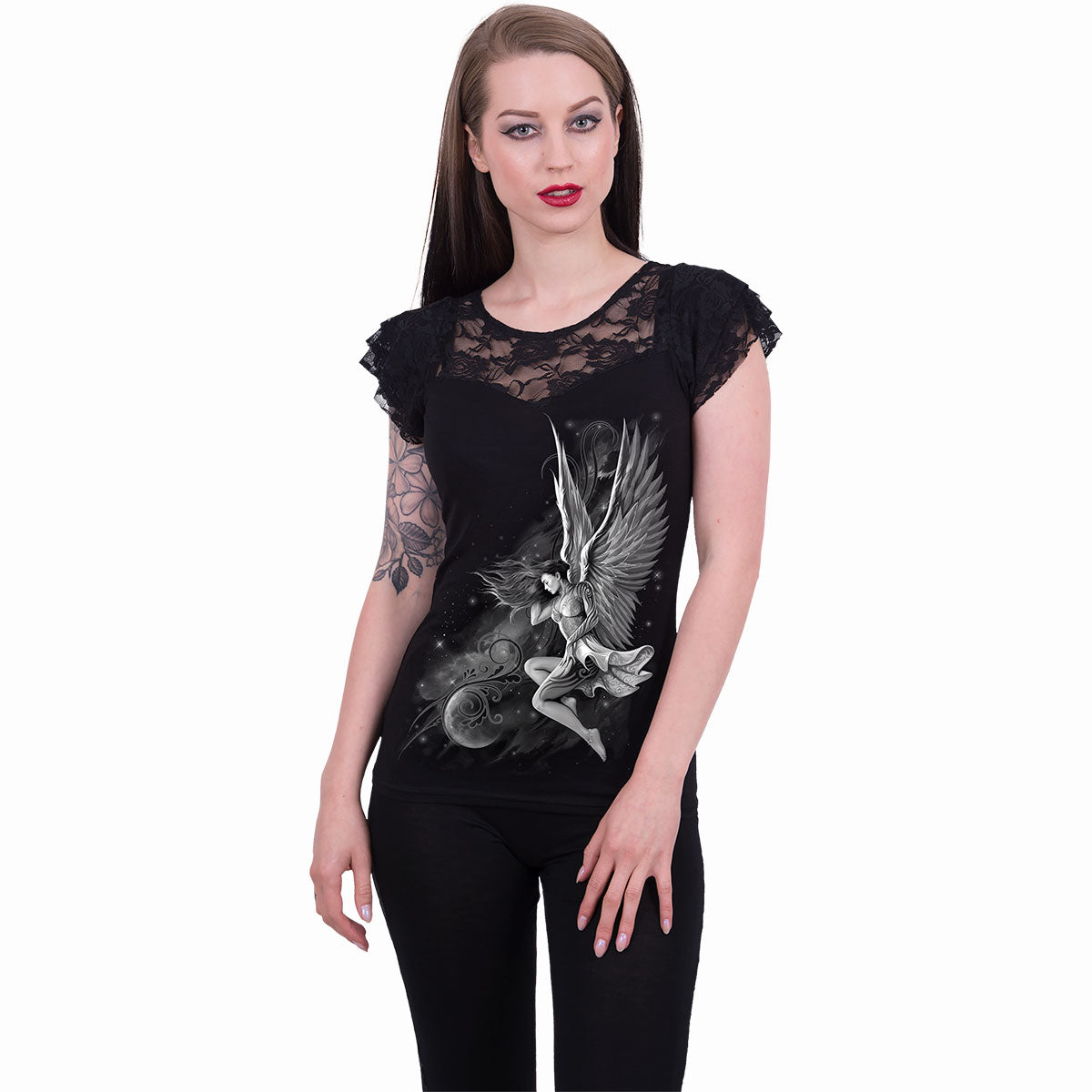 LUCID DREAMS - Lace Layered Cap Sleeve Top Black