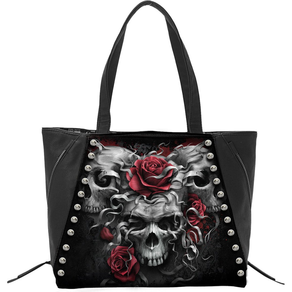 SKULLS N& ROSES - Tote Bag - Top quality PU Leather Studded – Spiral Direct