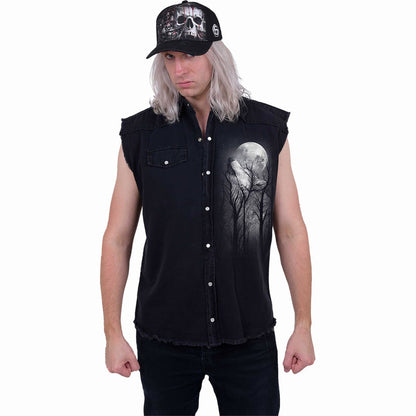 FOREST WOLF - Sleeveless Stone Washed Worker Black - Spiral USA