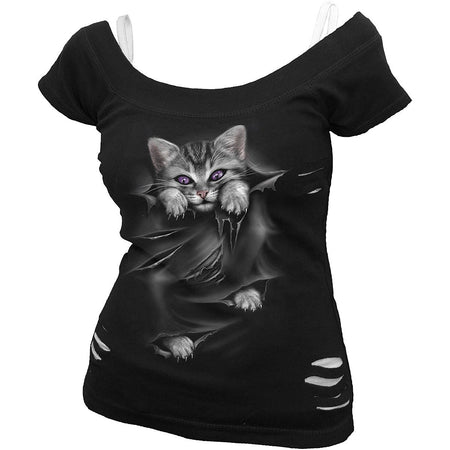 BRIGHT EYES 2in1 White Ripped Top