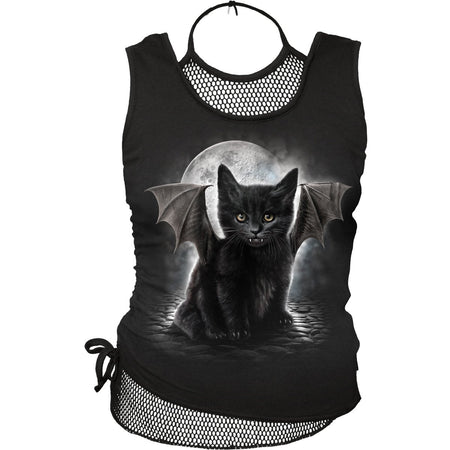 BAT CAT 2in1 Neck Tie Mesh Top