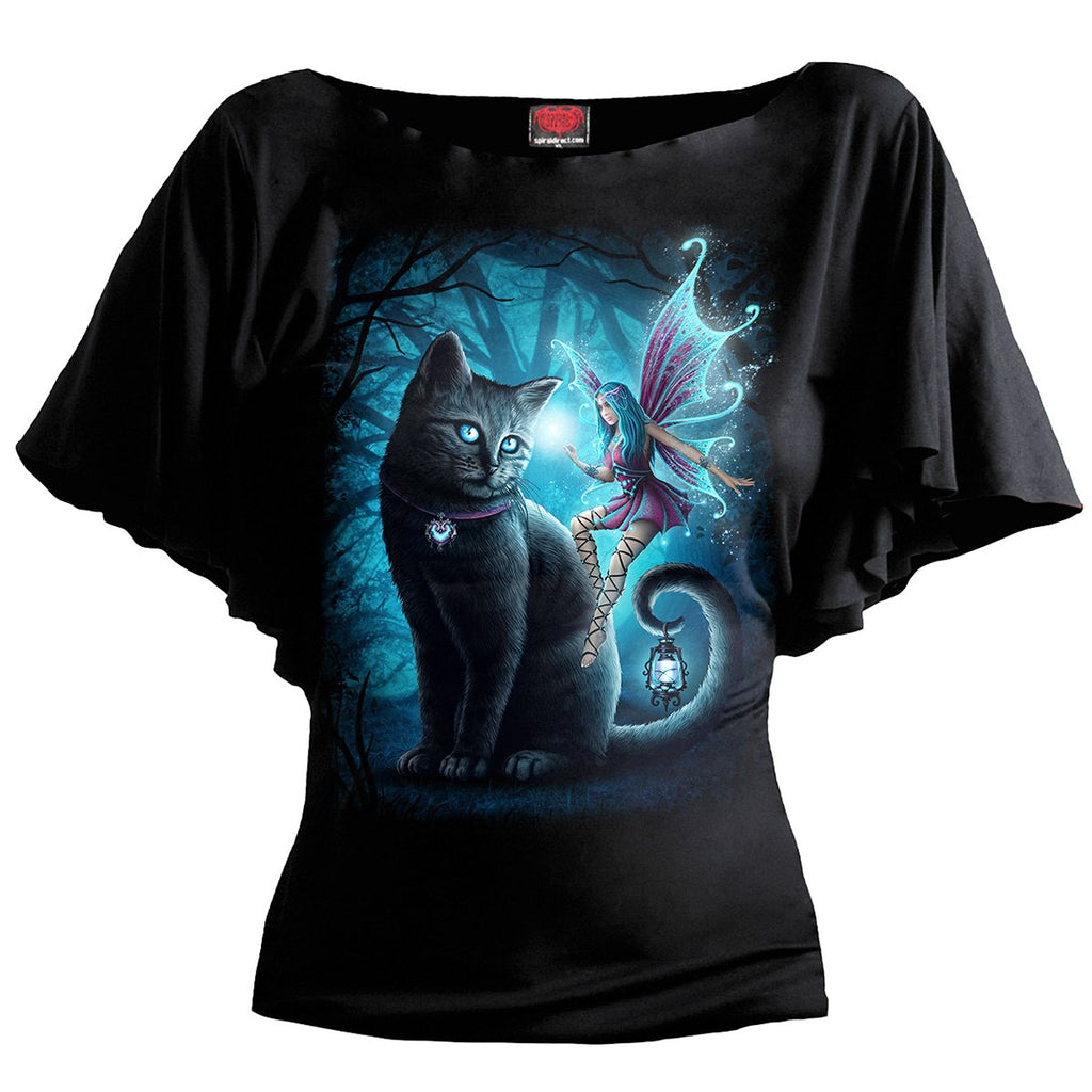 CAT FAIRY Boat Neck Bat Sleeve Top