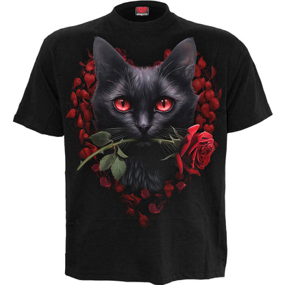CAT'S LOVE - Front Print T-Shirt Black