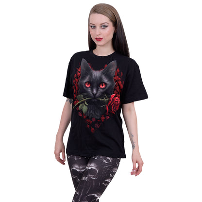 CAT'S LOVE - Maglietta con stampa frontale nera
