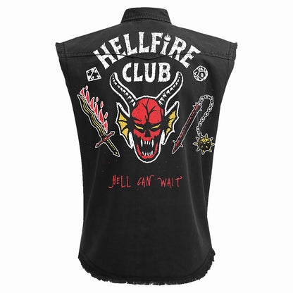 HELL FIRE CLUB - Sleeveless Stone Washed Worker Black