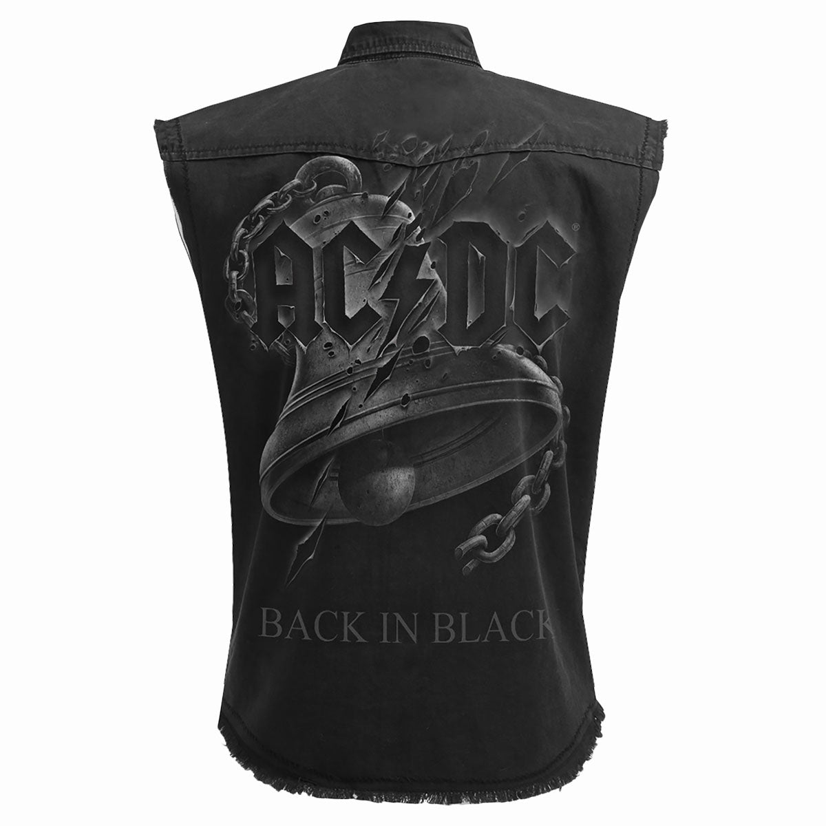 AC/DC - BACK IN BLACK TORN - Travailleur sans manches Stone Washed Noir