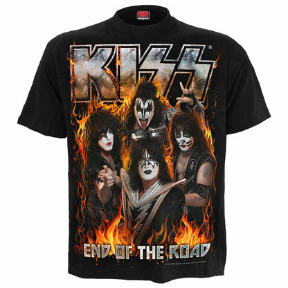 KISS - TOUR FLAMES - Front Print T-Shirt Black
