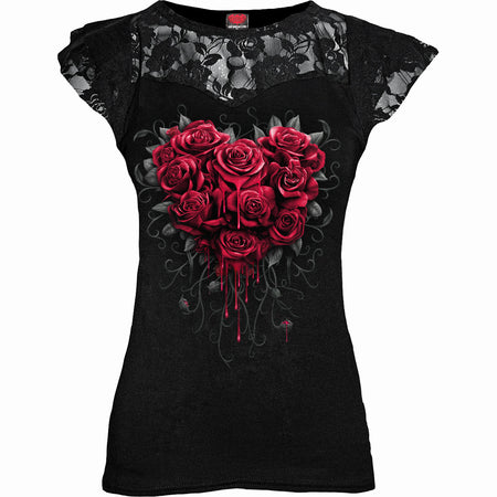 BLEEDING HEART Lace Layered Cap Sleeve Top