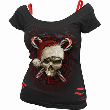 CANDY CANE SANTA 2in1 Red Ripped Top