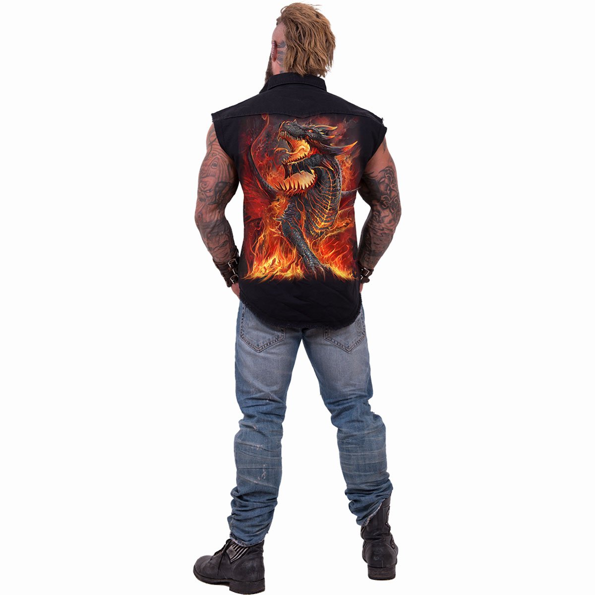 DRACONIS - Sleeveless Stone Washed Worker Black - Spiral USA