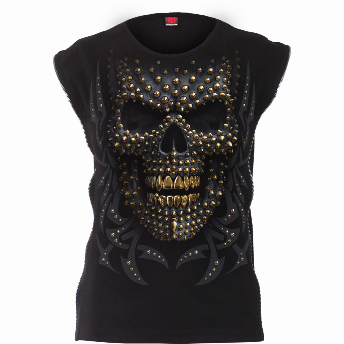 BLACK GOLD - Zip Side Ribbed Gothic Ladies Top