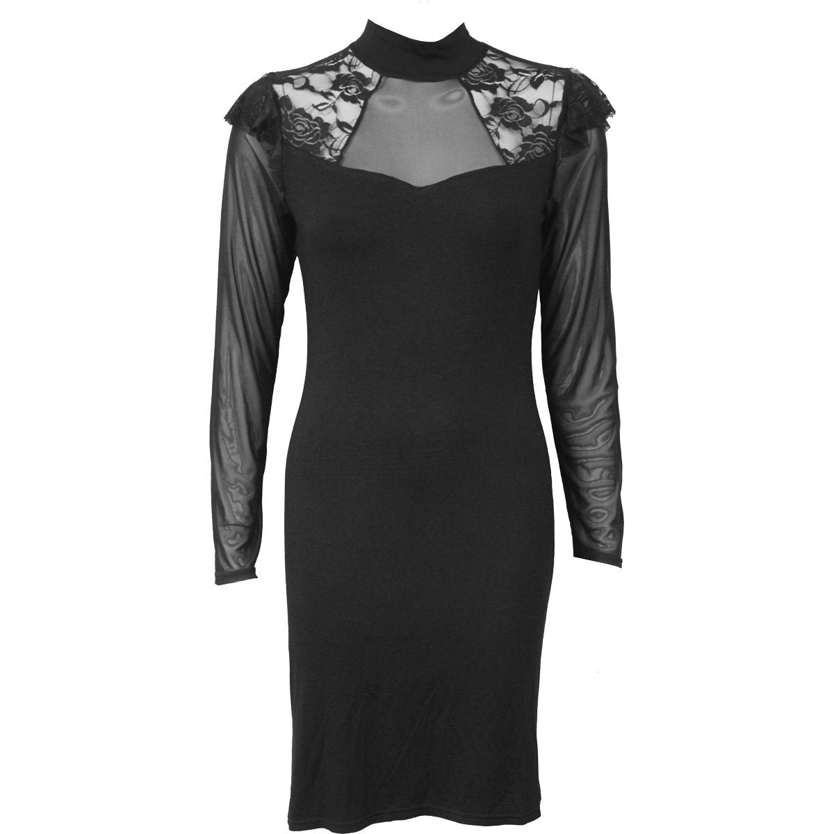 GOTHIC ELEGANCE - Lace Shoulder Corset Dress - Spiral USA