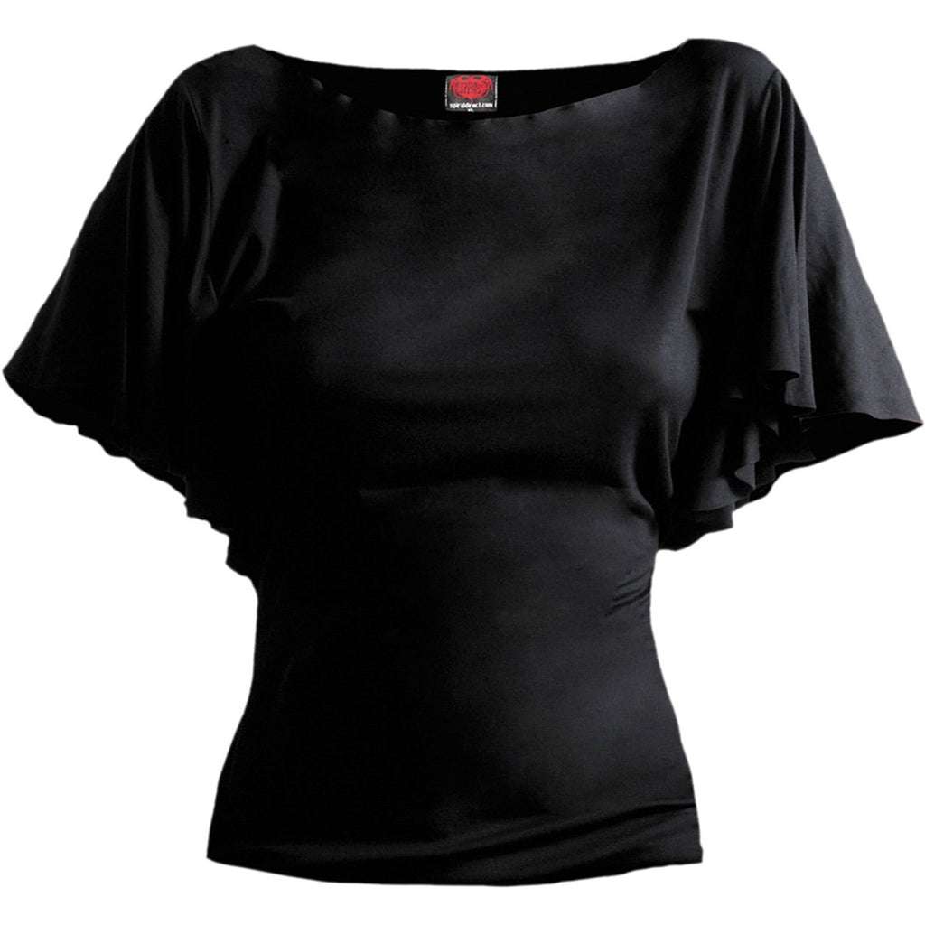 GOTHIC ELEGANCE Boat Neck Bat Sleeve Top