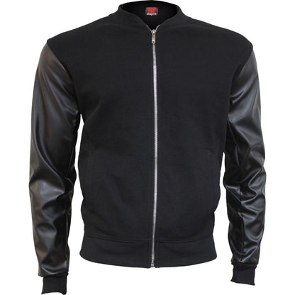 URBAN FASHION - Bomber Jacket with PU Leather Sleeves - Spiral USA