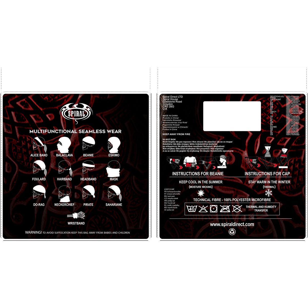 GOTH SKULL - Enveloppements multifonctionnels pour le visage