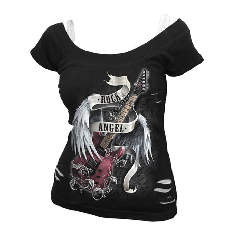 ROCK ANGEL 2in1 White Ripped Top