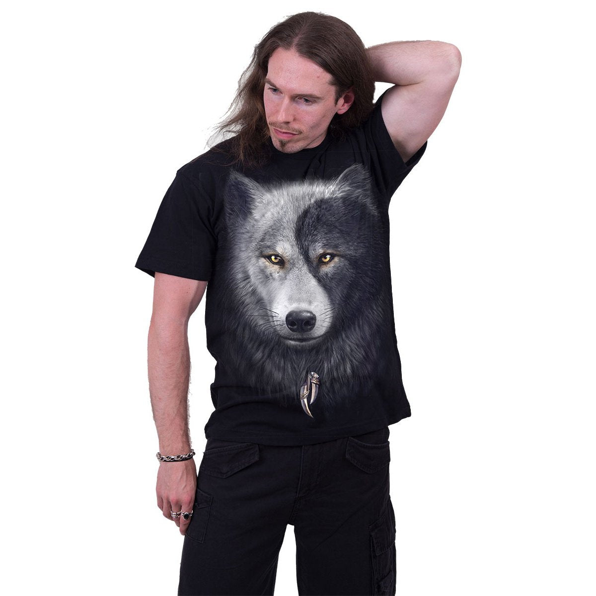 Black wolf clearance t shirt