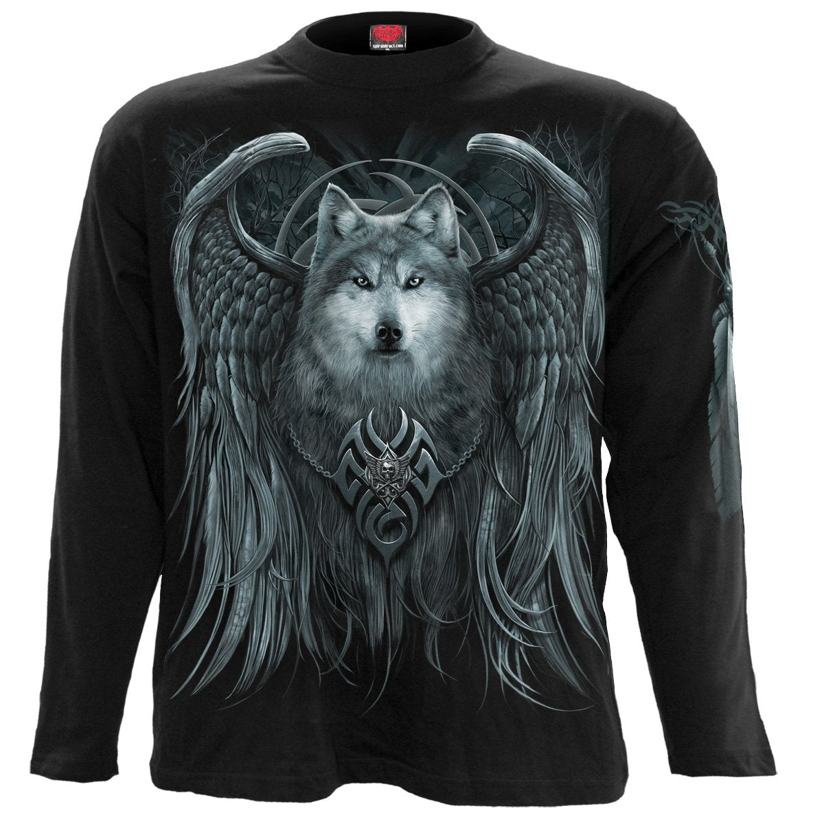 WOLF SPIRIT - Longsleeve T-Shirt Black - Spiral USA