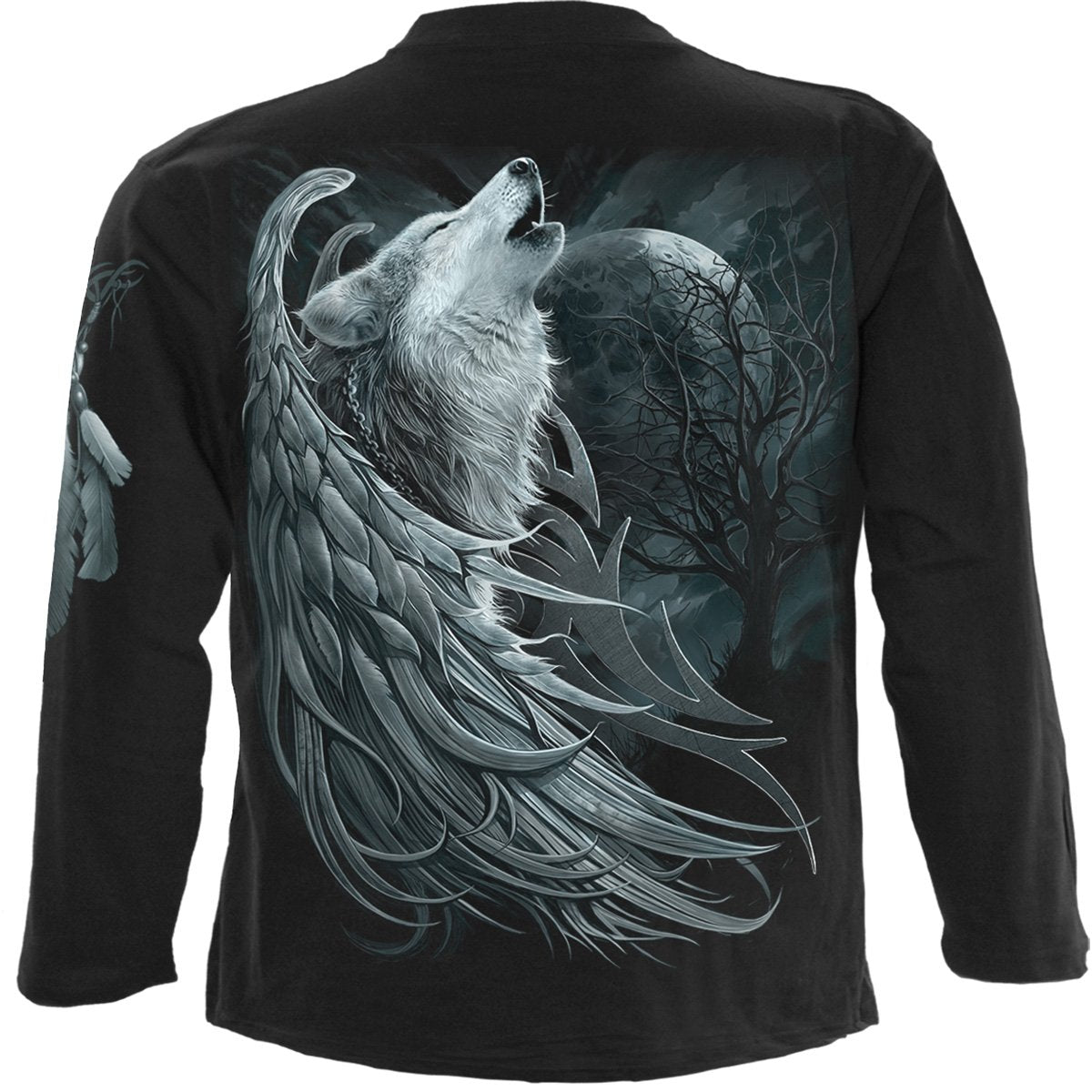 WOLF SPIRIT - Longsleeve T-Shirt Black - Spiral USA