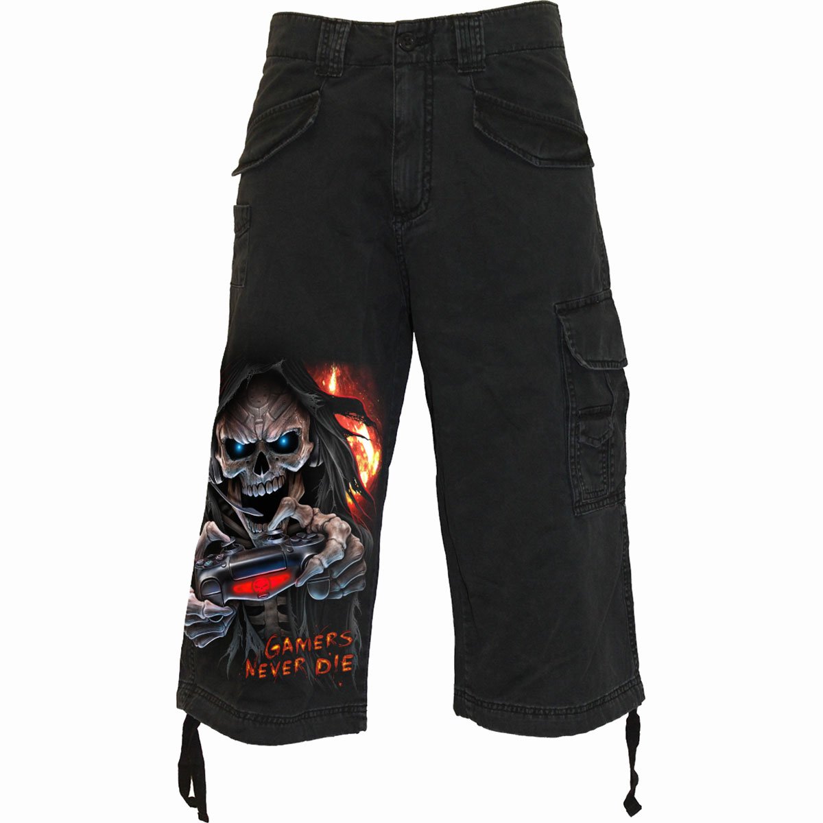 RESPAWN - Vintage Cargo Shorts 3/4 Long Black - Spiral USA