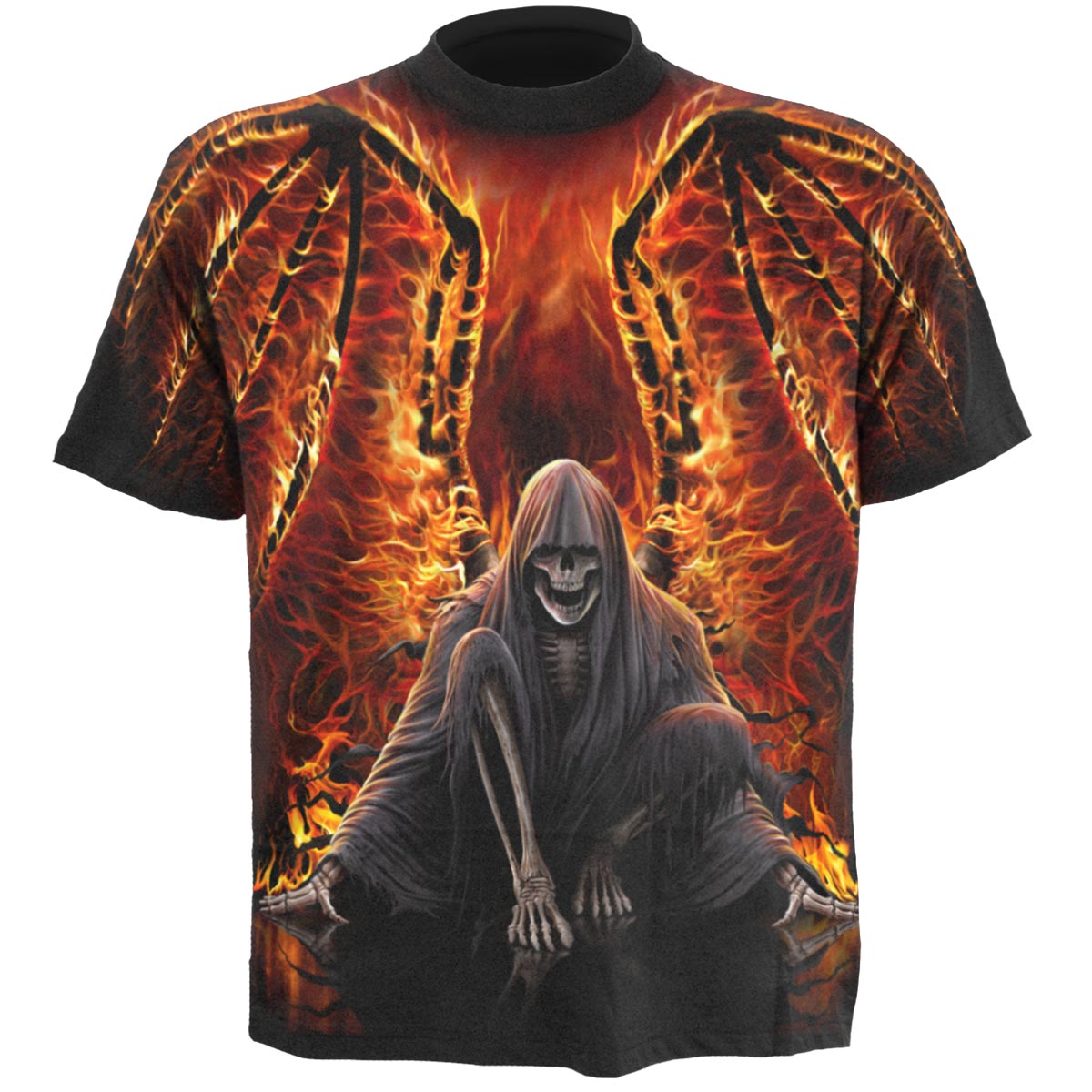 FLAMING DEATH - Allover T-Shirt Black
